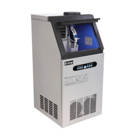 [same code: 68367327]ZOKOP ZK-110 120V 240W 110lbs/50kg/24h Ice Maker Stainless Steel Transparent Frosted Lid/Display/4*9 Aluminum Ice Tray Commercial