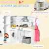 Corner Play Kitchen Set with Sound Effects and Tons of Countertop Space, Large Wooden Kitchen with Washing Machine, Food Toys, Ice Maker, Kids Kitchen