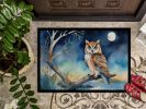 Owl Perched in Coastal Tree Doormat Front Door Mat Indoor Outdoor Rugs for Entryway, Non Slip Washable Low Pile, 24H X 36W