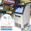[same code: 68367327]ZOKOP ZK-110 120V 240W 110lbs/50kg/24h Ice Maker Stainless Steel Transparent Frosted Lid/Display/4*9 Aluminum Ice Tray Commercial