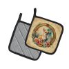 Chihuahua and Flowers Pair of Pot Holders Kitchen Heat Resistant Pot Holders Sets Oven Hot Pads for Cooking Baking BBQ, 7 1/2 x 7 1/2