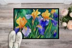 Tennessee Iris in Watercolor Doormat Front Door Mat Indoor Outdoor Rugs for Entryway, Non Slip Washable Low Pile, 24H X 36W
