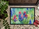 Texas Bluebonnets in Watercolor Doormat Front Door Mat Indoor Outdoor Rugs for Entryway, Non Slip Washable Low Pile, 24H X 36W
