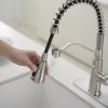 Single-Handle Pull-Down Sprayer 3 Spray High Arc Kitchen Faucet With Deck Plate in Matte Black