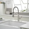 Single-Handle Pull-Down Sprayer 3 Spray High Arc Kitchen Faucet With Deck Plate in Matte Black